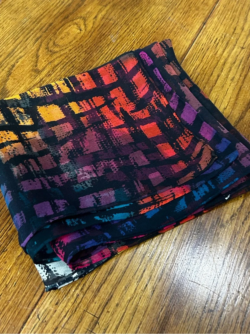Abstract Multicolor Sheer Scarf Long Oblong Wrap Rainbow Colors